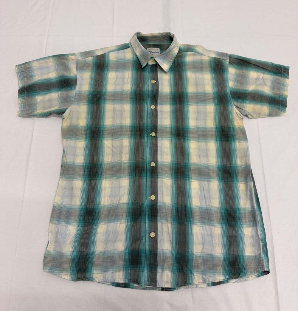 U.S. Expedition Men's Plaid Short Sleeve Button Down Shirt XL